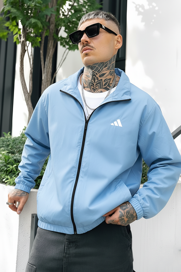 Mens - Adi Wind Breaker Jacket - Light Blue