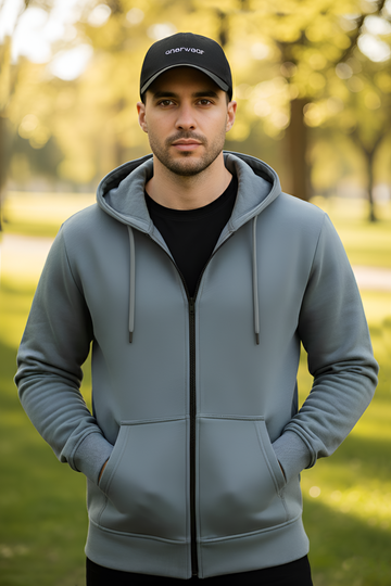 Men's - Zipper Hoodie - Gray