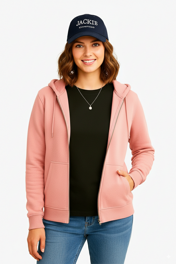 Pink Zipper Women Hoodie