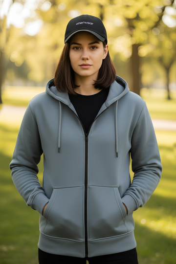 Women's - Zipper Women Hoodie - Gray