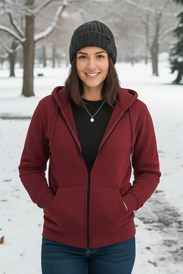Women's - Zipper Women Hoodie - Maroon
