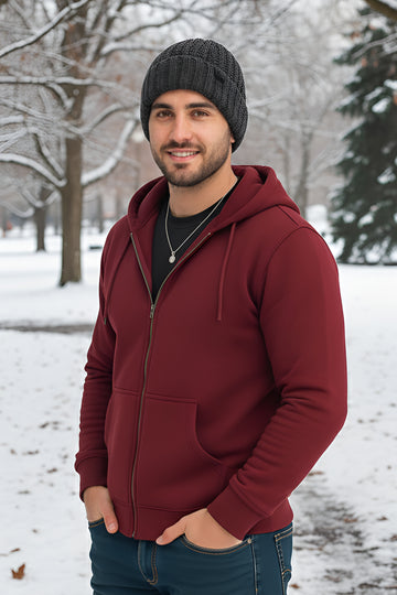 Men's - Zipper Hoodie - Maroon