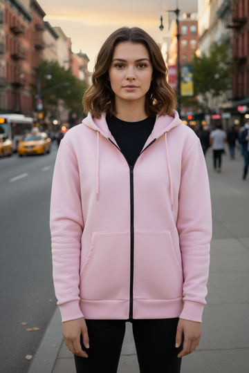 Women's - Zipper Women Hoodie - Pink