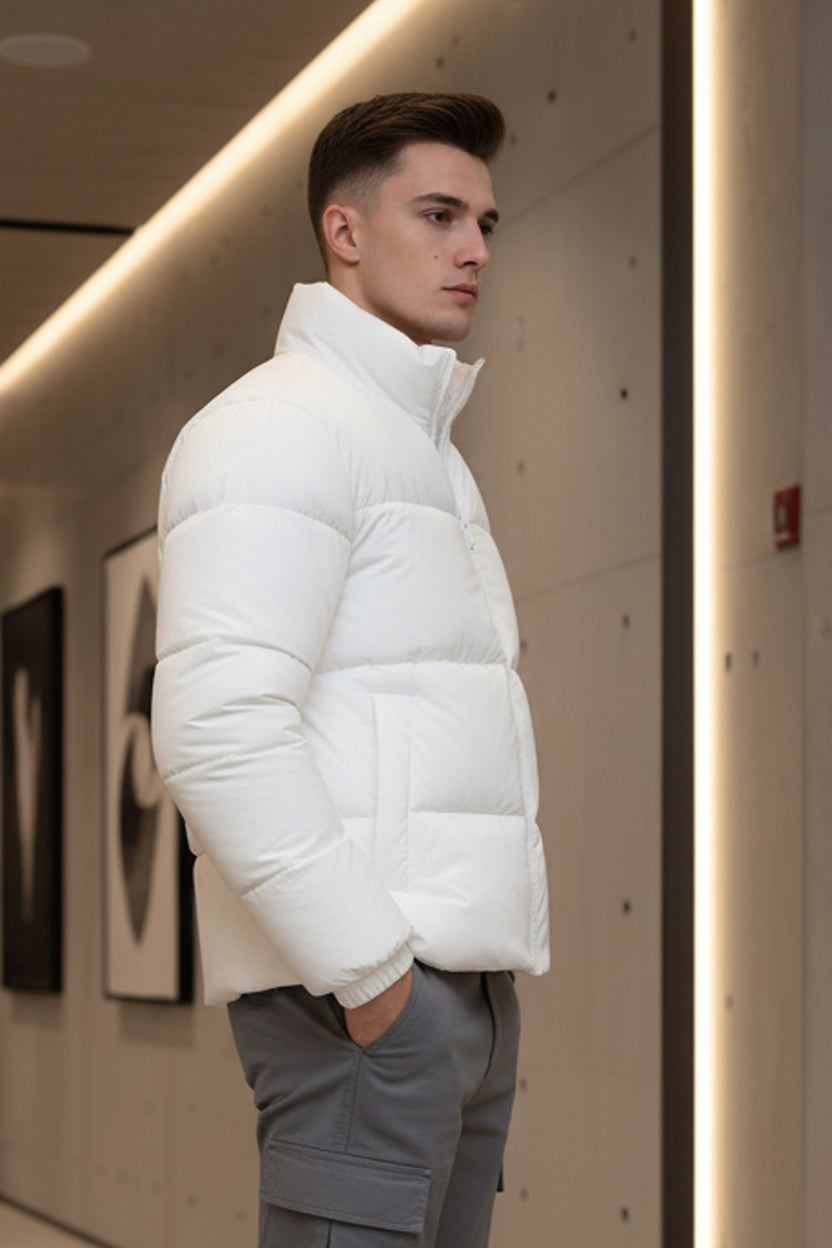 Mens - Puffer Jacket (Full Sleeves) - White
