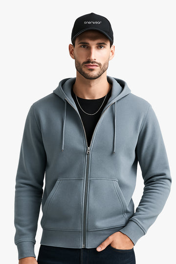 Gray Zipper Hoodie