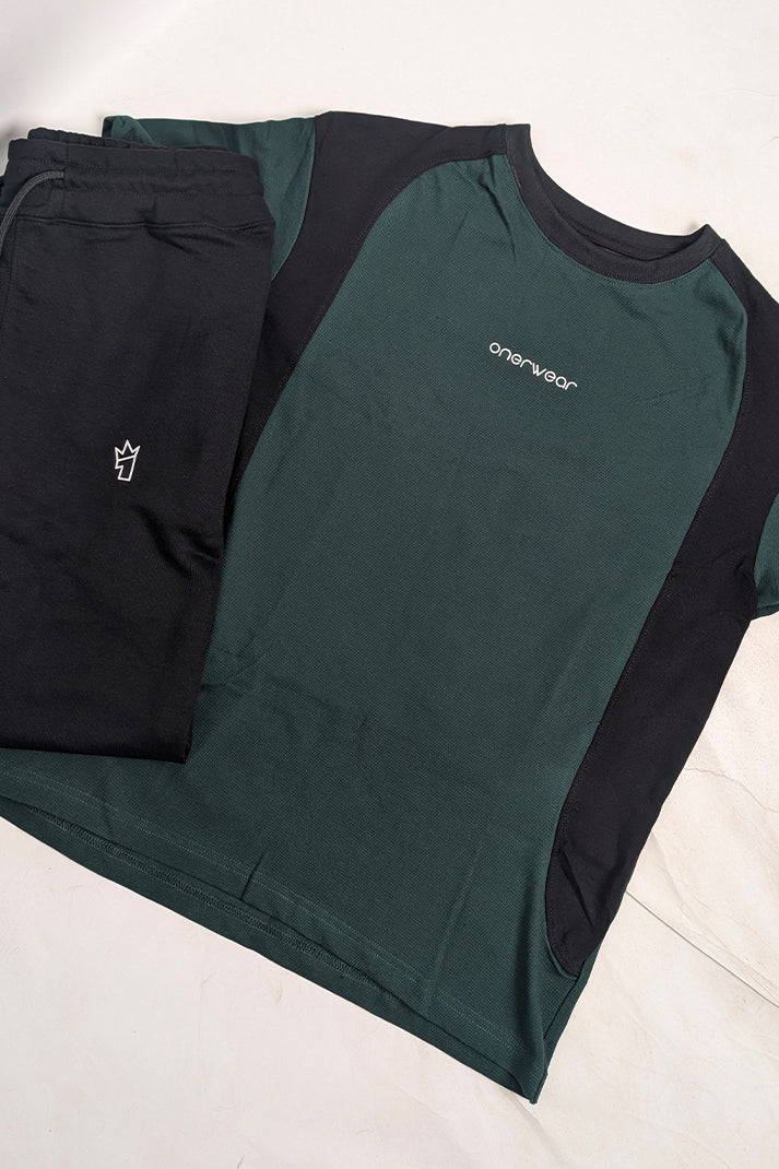 Womens - Cotton Tracksuit - Twilight Green Drop Shoulder