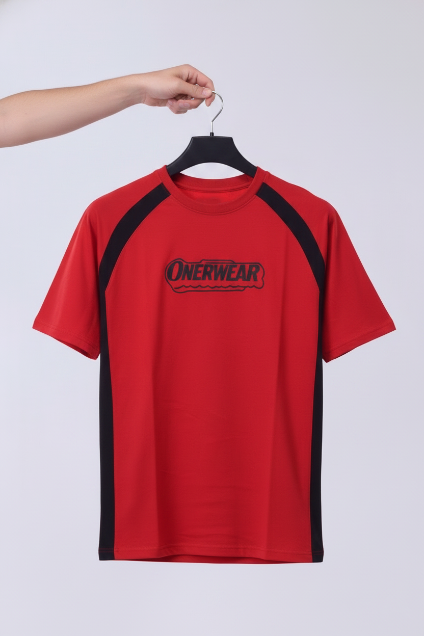 Mens - Cotton Tracksuit - Onerwear Signature Drop Shoulder - Red