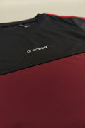 Black and red shirt with 'onerwear' logo on a beige background