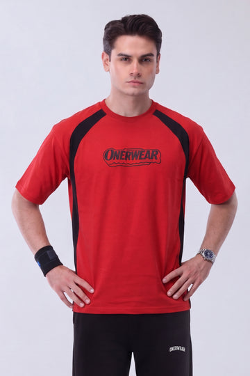Mens - Cotton Shirt - Onerwear Signature Drop Shoulder - Red