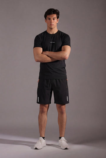Mens - Imported Shirt & Short Set - Shadow Black