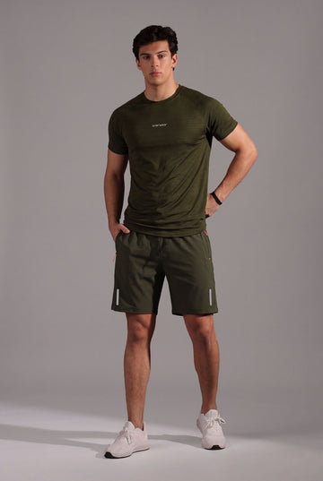 Mens - Imported Shirt & Short Set - Pure Olive