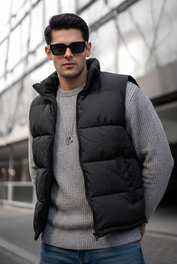 Mens - Puffer Jacket (Sleeveless) - Black
