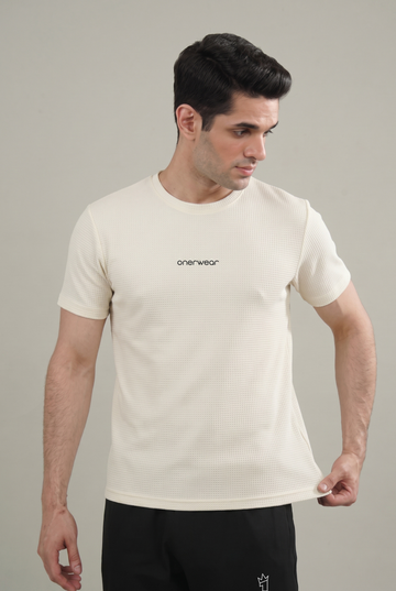 Mens - Imported Shirt - Stretchable Dot Mesh - Off White