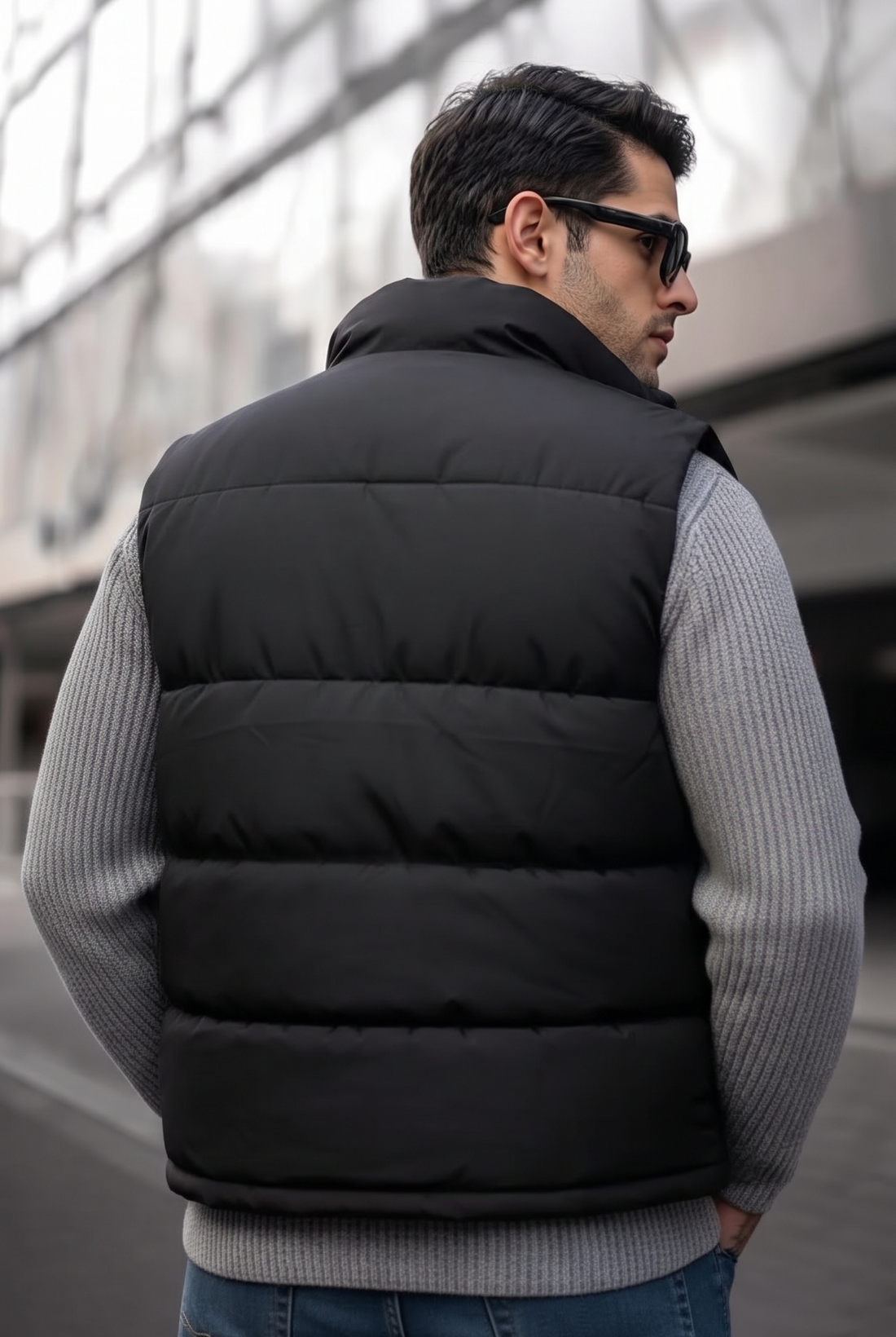 Mens - Puffer Jacket (Sleeveless) - Black