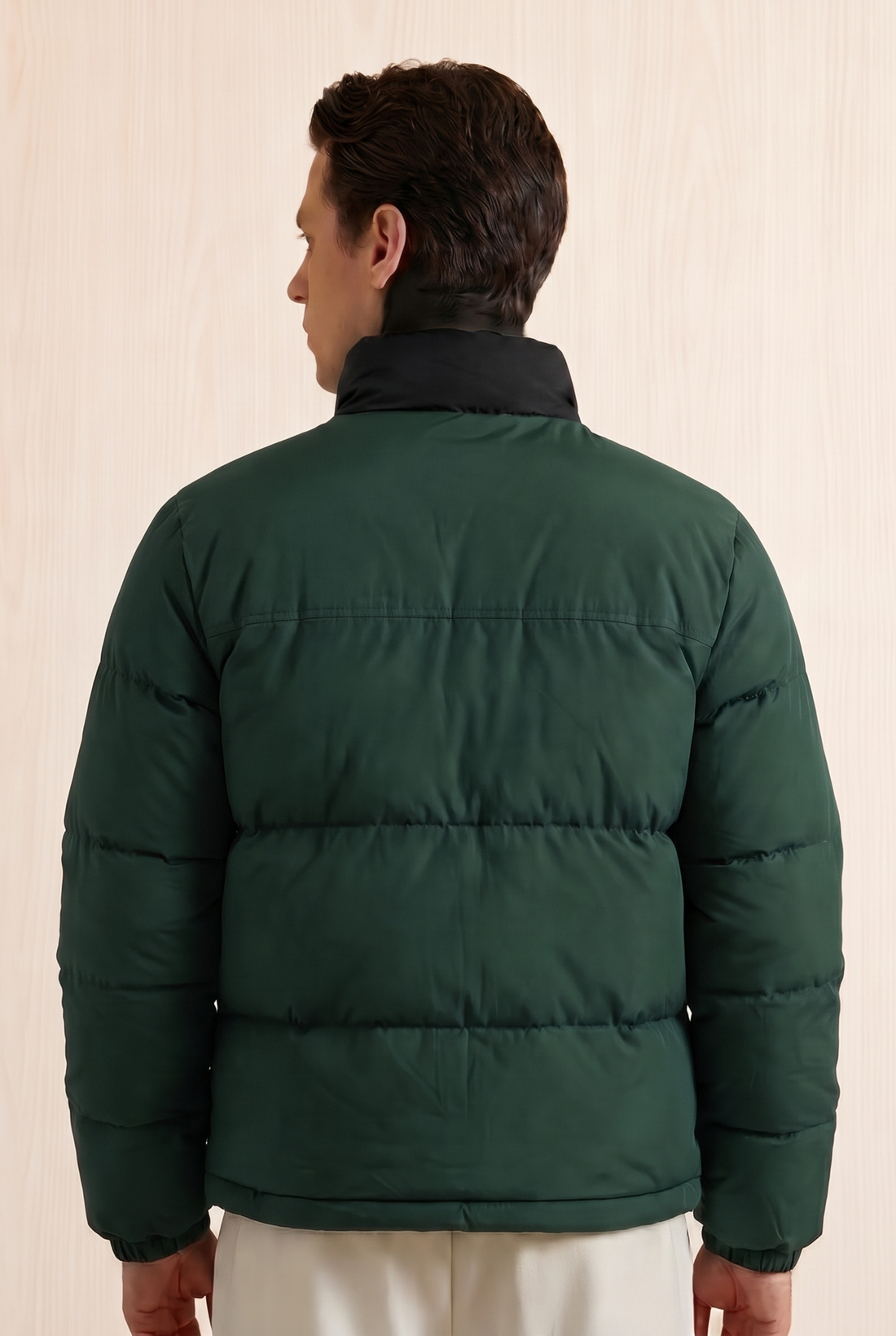 Mens - Puffer Jacket (Full Sleeves) - Green Black