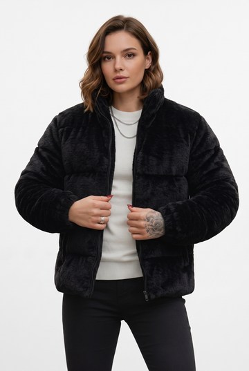 Women's - Sherpa Puffer Jacket - Black