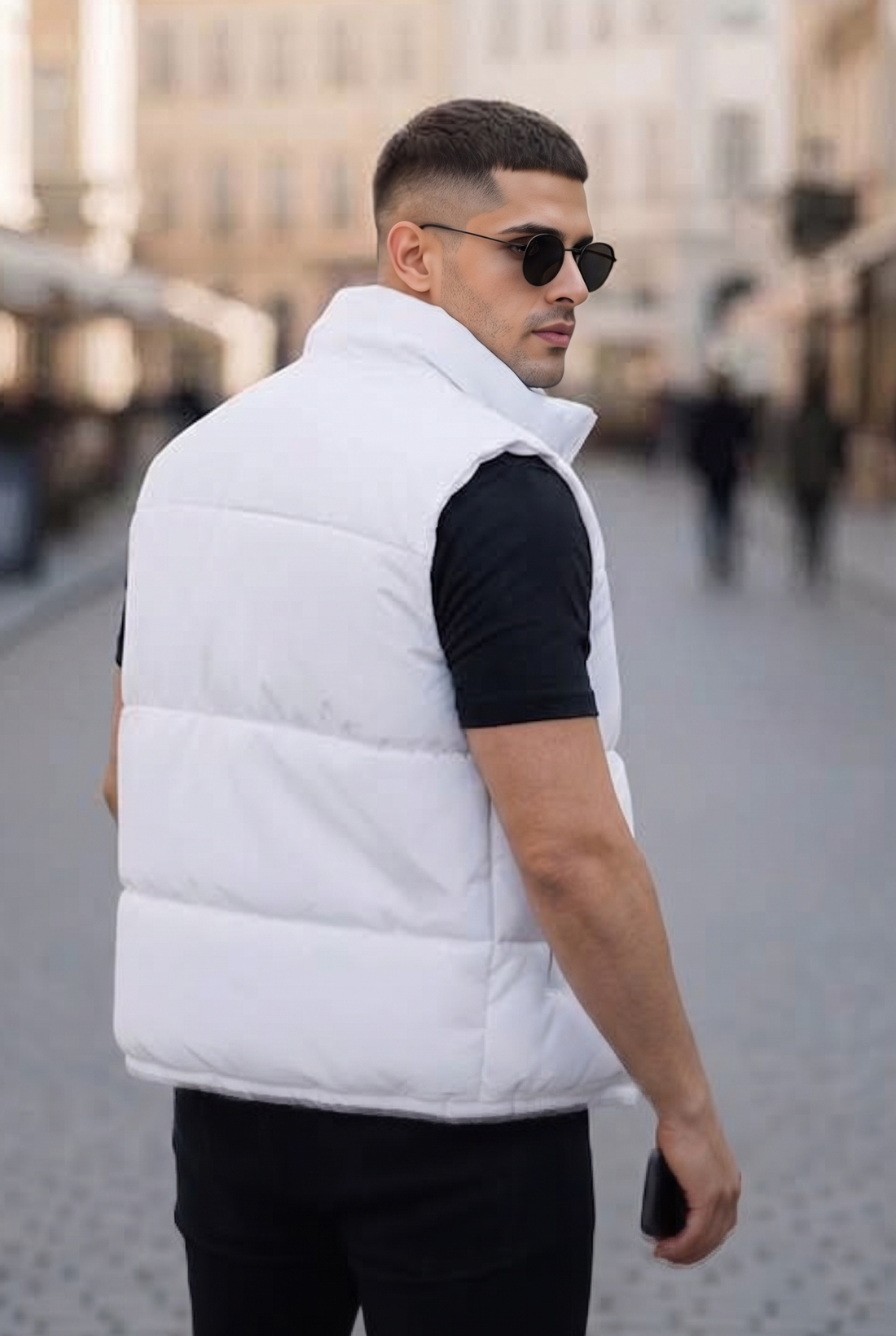 Mens - Puffer Jacket (Sleeveless) - White