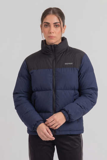 Women’s - Puffer Jacket (Full Sleeves) - Navy Black