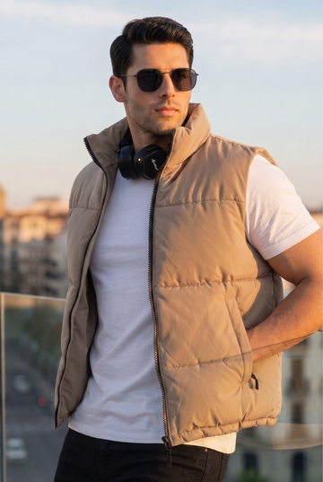 Mens - Puffer Jacket (Sleeveless) - Skin
