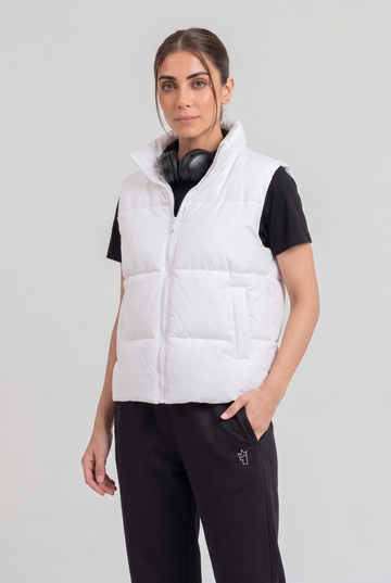 Women's - Puffer Jacket (Sleeveless) - White