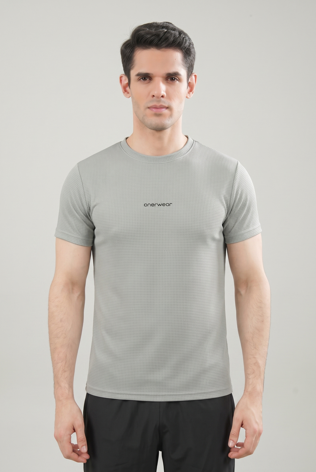 Mens - Imported Shirt - Stretchable Dot Mesh - Silver Gray