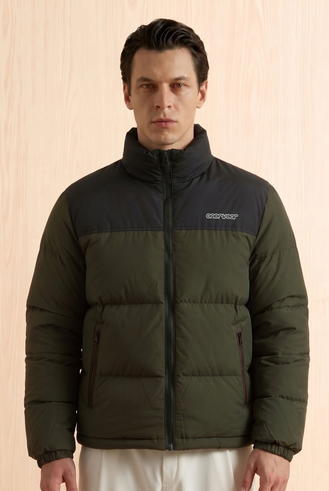 Mens -  Puffer Jacket Set - Olive Black Set