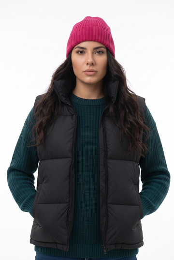 Women's - Puffer Jacket (Sleeveless) - Black