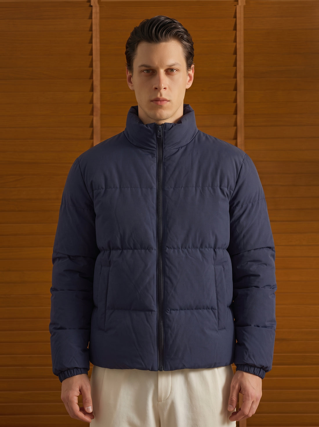 Mens - Puffer Jacket (Full Sleeves) - Bundle Offer Navy White Sliver
