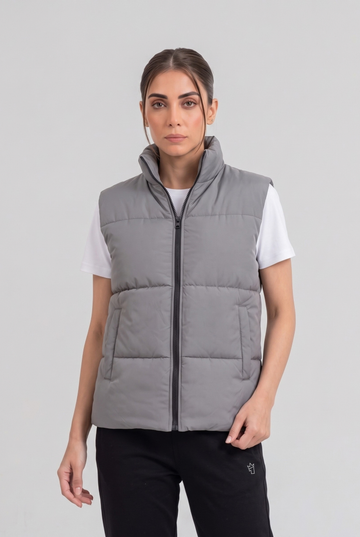Women's - Puffer Jacket (Sleeveless) - Silver