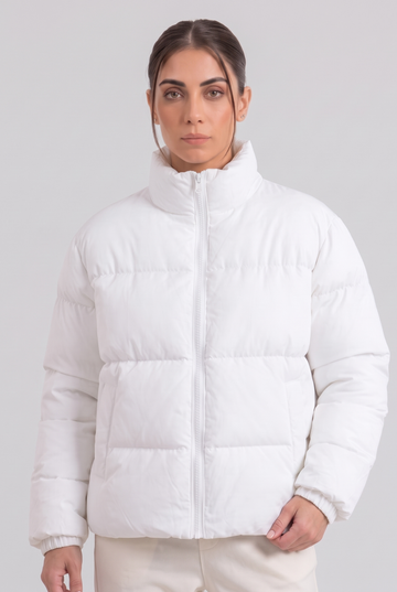 Women's - Puffer Jacket (Full Sleeves) - White