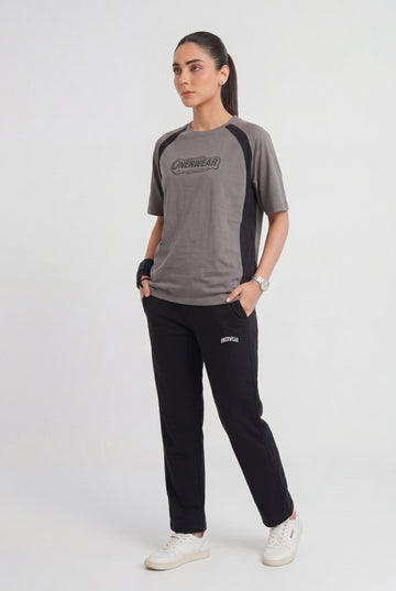 Womens - Cotton Tracksuit - Onerwear Signature Drop Shoulder - Gray