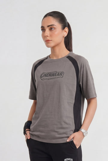 Women - Cotton Shirt - Onerwear Signature Drop Shoulder - Gray
