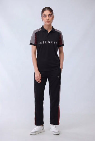 Womens - Cotton Tracksuit - Black Boost