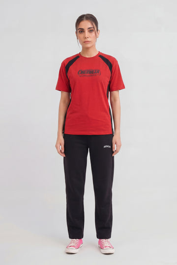 Womens - Cotton Tracksuit - Onerwear Signature Drop Shoulder - Red