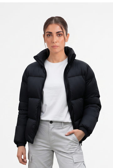 Women's - Puffer Jacket (Full Sleeves) - Black