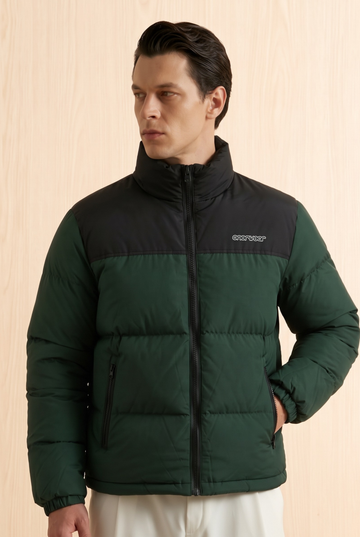 Mens - Puffer Jacket (Full Sleeves) - Green Black