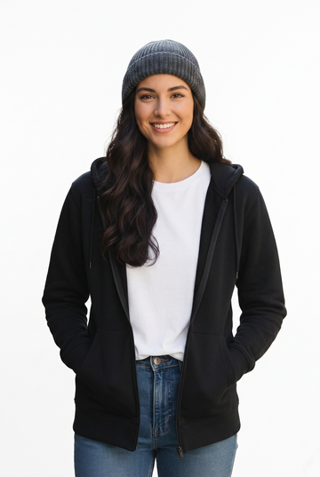 Women's - Zipper Hoodie - Black