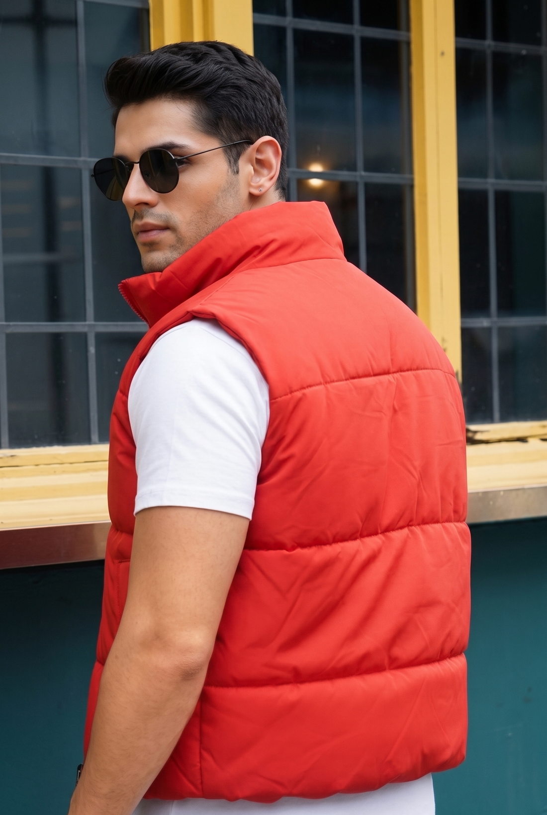 Mens - Puffer Jacket (Sleeveless) - Red