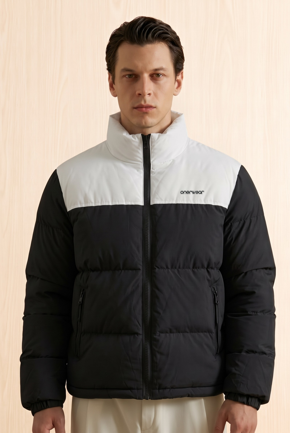 Mens -  Puffer Jacket Set - Black White Set