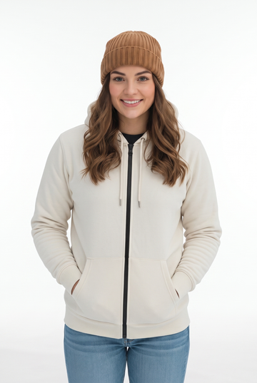 Women's - Zipper Hoodie - Off White