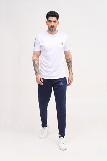 Mens - Polyester Tracksuit - Adi White & Blue
