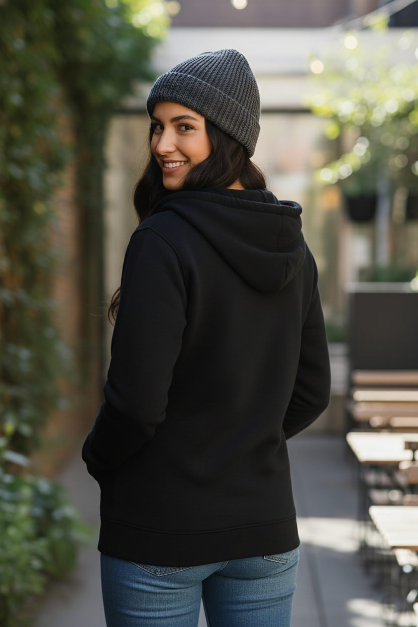 Women's - Zipper Women Hoodie - Black