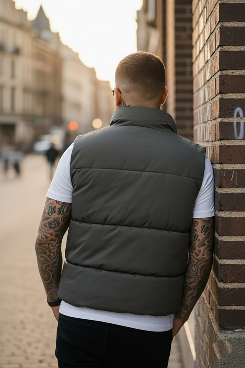 Mens - Puffer Jacket (Sleeveless) - Gray