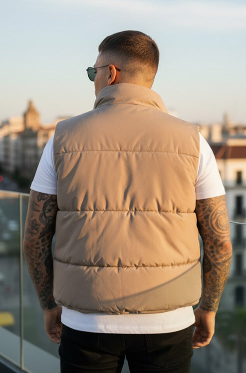 Mens - Puffer Jacket (Sleeveless) - Beige