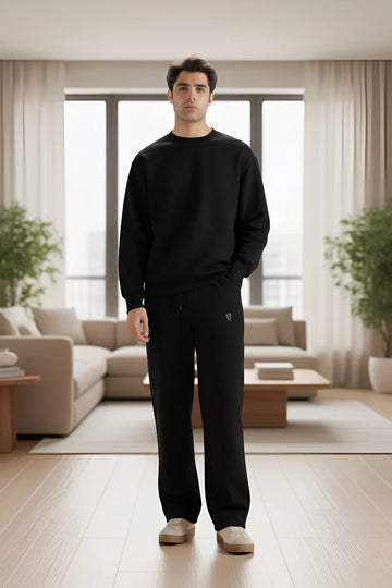 Mens - Winter Tracksuits - Baggy Cotton - Black