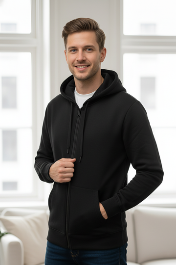 Men's - Zipper Hoodie - Black