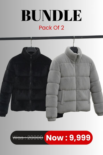 Unisex- Sherpa Puffer Jacket's - Bundle Offer - Black & Gray