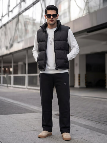 Mens - Sleevless Puffer Jacket Set - Black Set