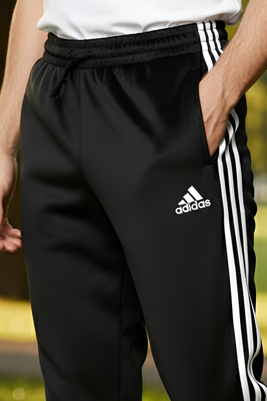 Mens - Winter Tracksuit - Adi Black with White Strips