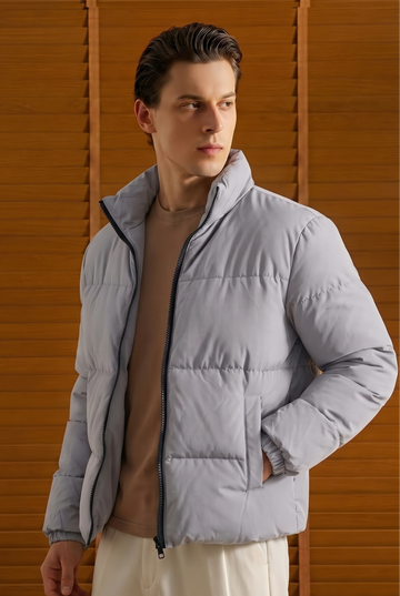 Mens - Puffer Jacket (Full Sleeves) - Silver